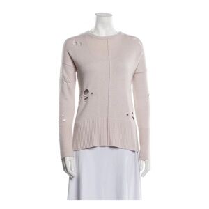 Autumn cashmere crewneck distressed hi low sweater pink XS